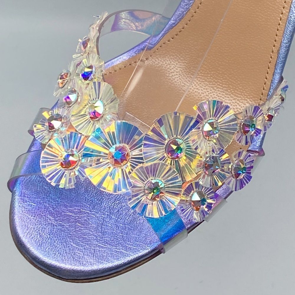 Aquazzura Meteorite PVC Embellished Ankle-Strap Sandals size 36 - Picture 6 of 15